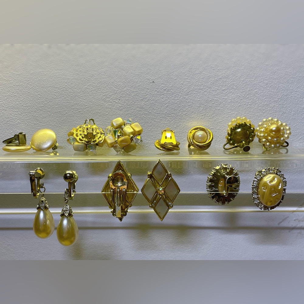 Vintage Gold and Pearl Clip-On Earrings Set